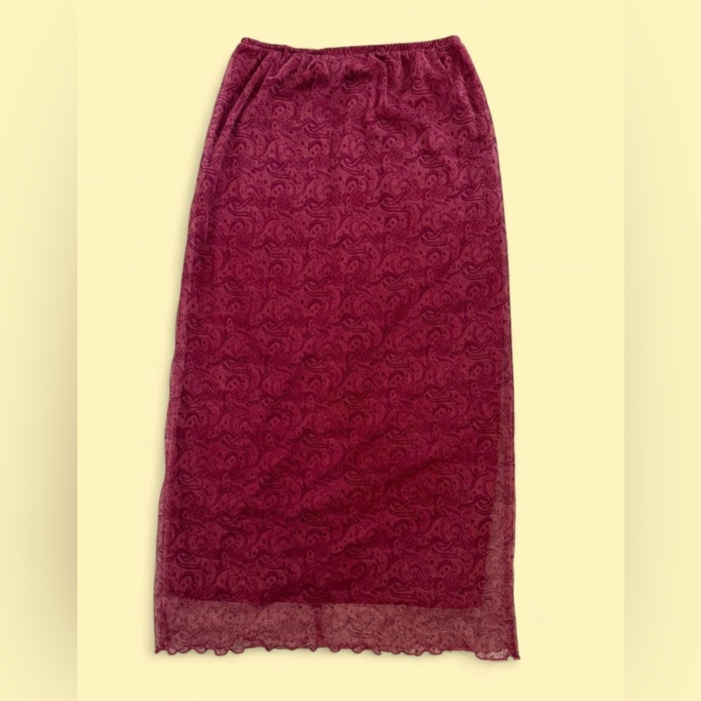 Jonathan Martin Burgundy Paisley Midi Skirt